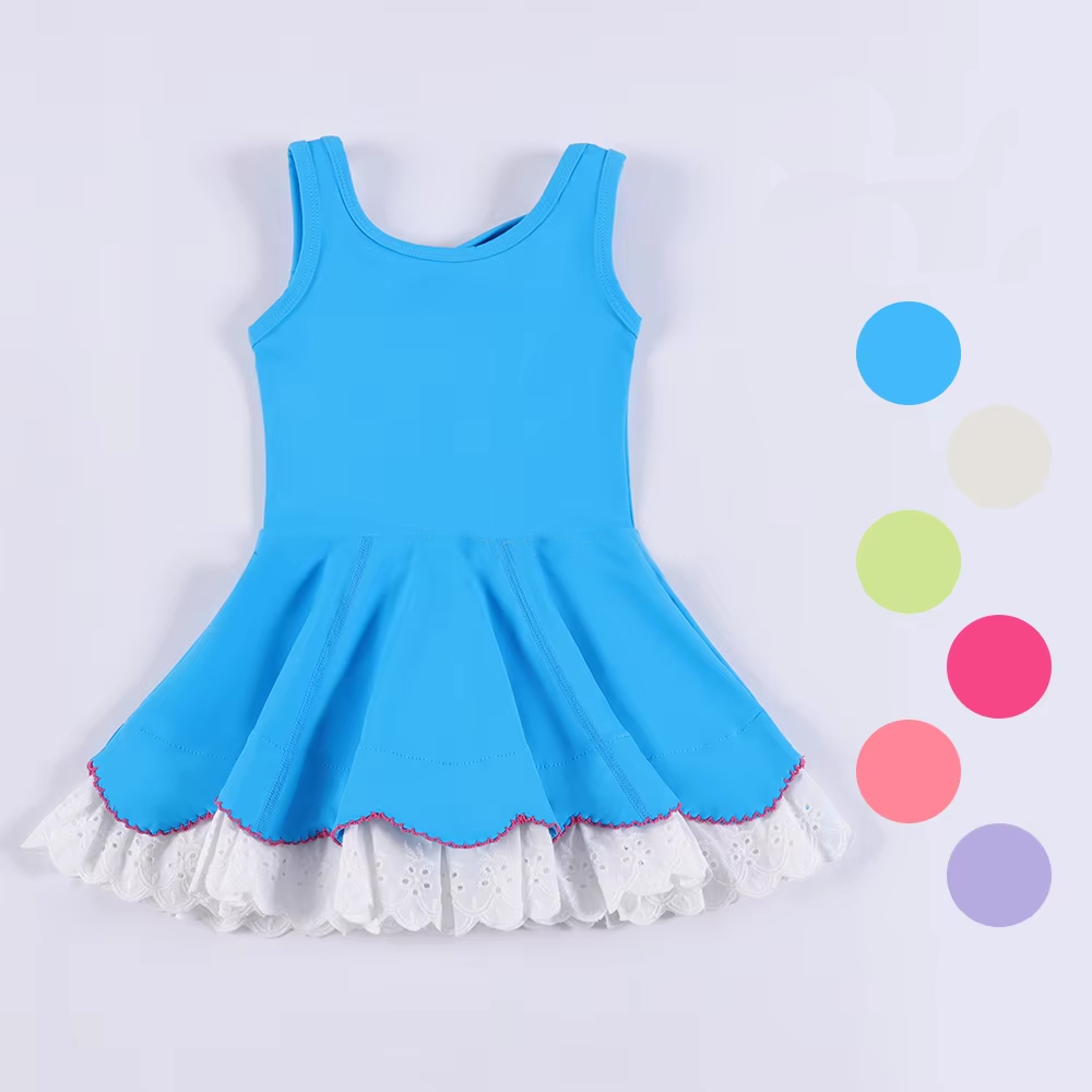 GSD2680 blue solid color yoga girl dress 202507 preorder