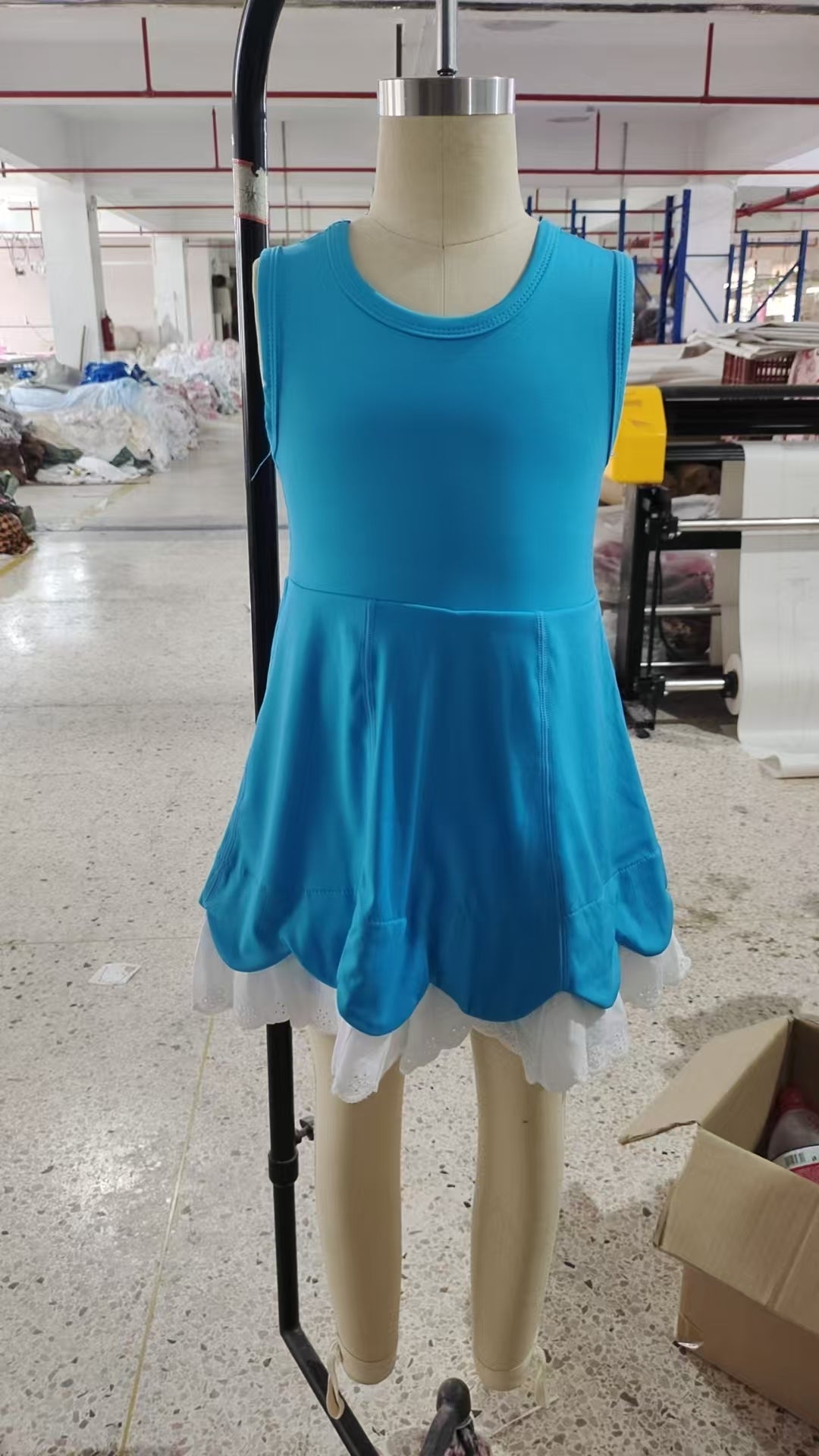 GSD2680 blue solid color yoga girl dress 202507 preorder