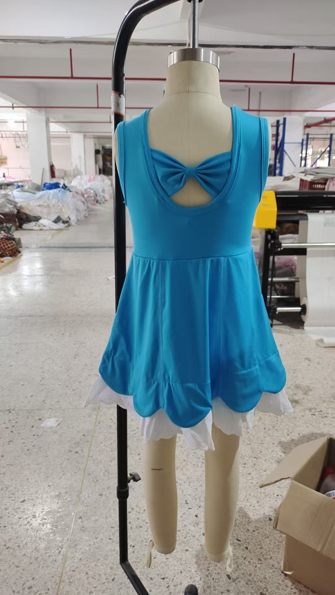 GSD2680 blue solid color yoga girl dress 202507 preorder