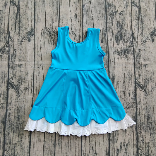 GSD2680 blue solid color yoga girl dress 202507 preorder