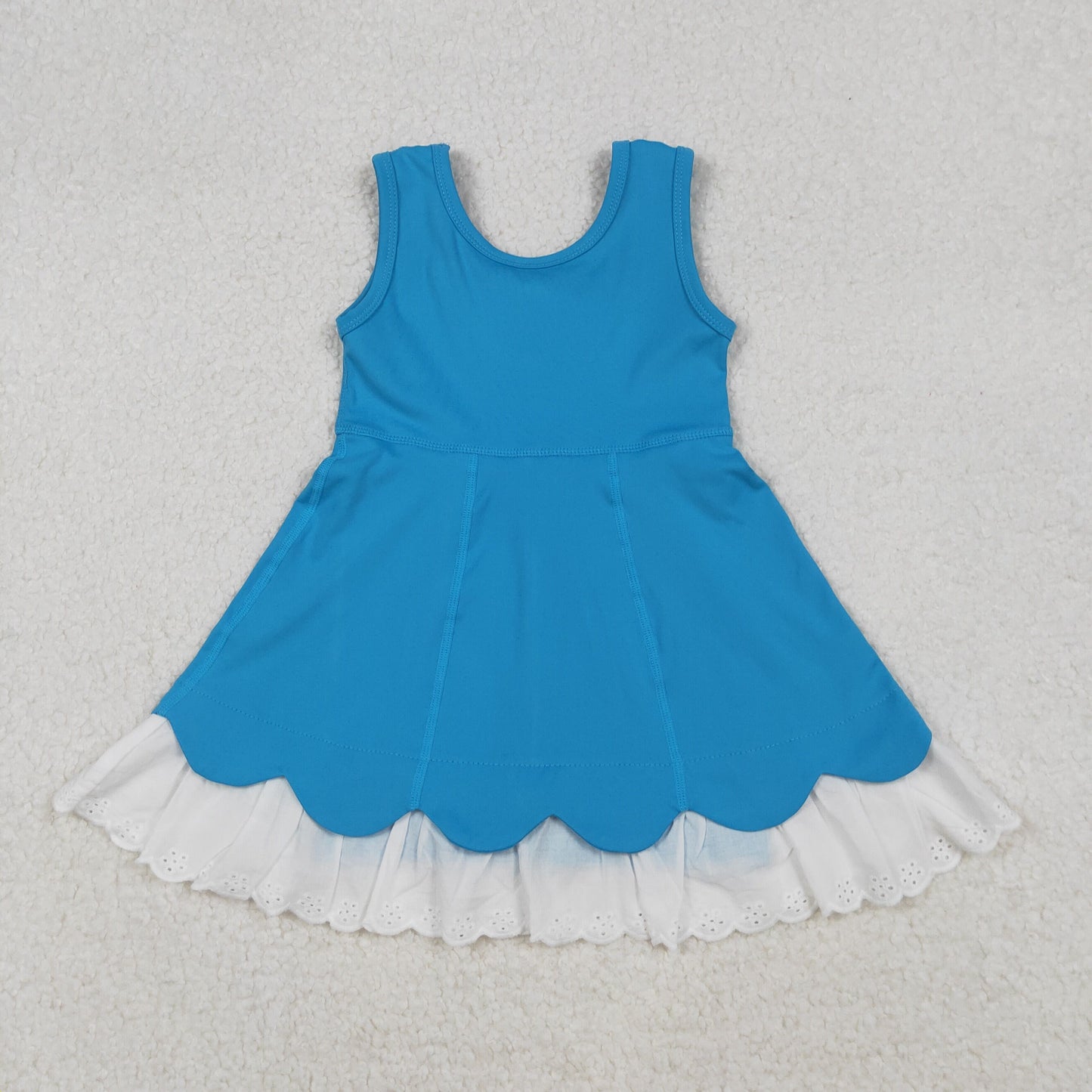 GSD2680 blue solid color yoga girl dress 202509  RTS