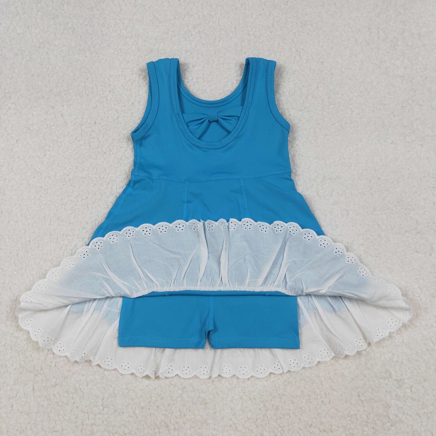 GSD2680 blue solid color yoga girl dress 202509  RTS