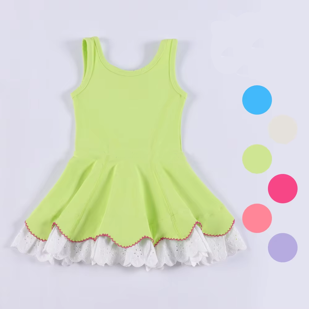 GSD2681 light green solid color yoga girl dress 202506 preorder