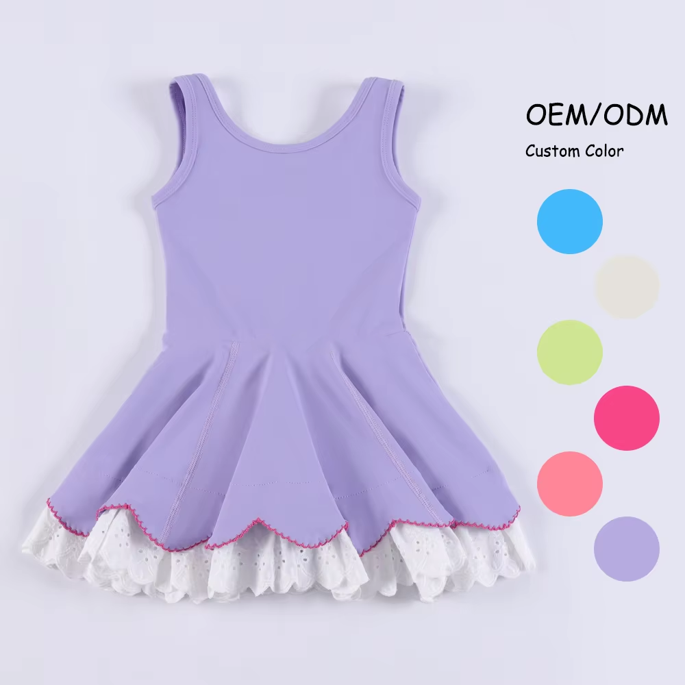 GSD2685 purple solid color yoga girl dress 202506 preorder