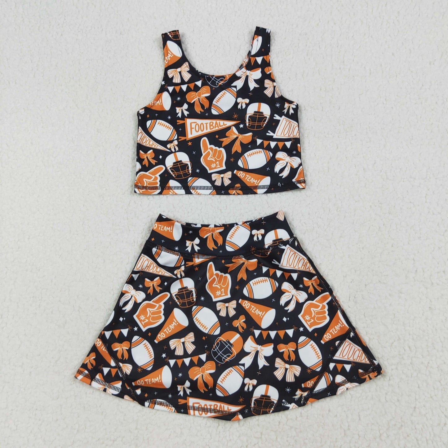 GSD2687 yoga Cheer go team football girl summer skirt outfit 202507 RTS