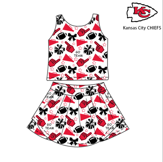 GSD2692 yoga Cheer  KC go team football girl summer skirt outfit 202506 preorder