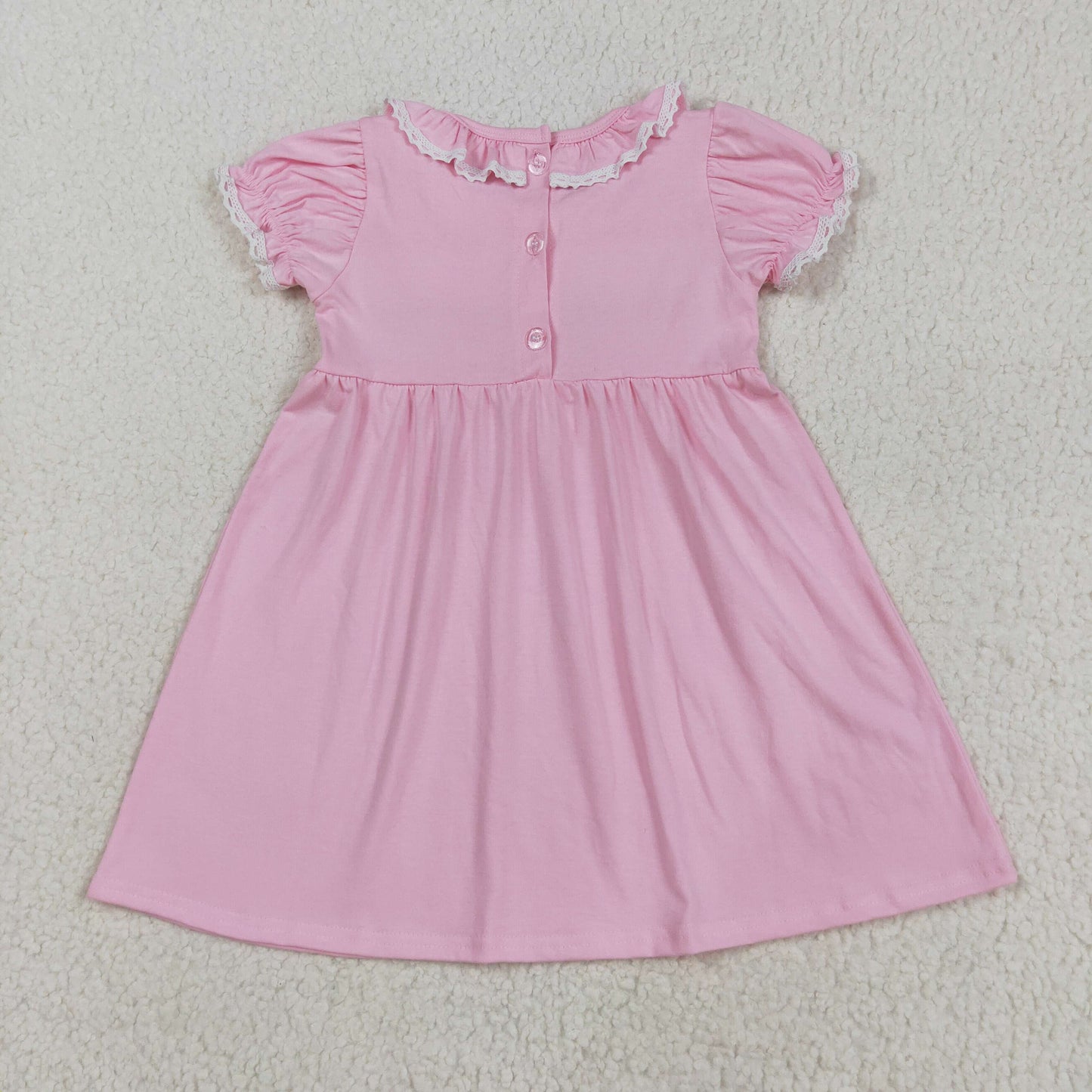 GSD2718 SMOCKED bow pink girl dress 202508 RTS