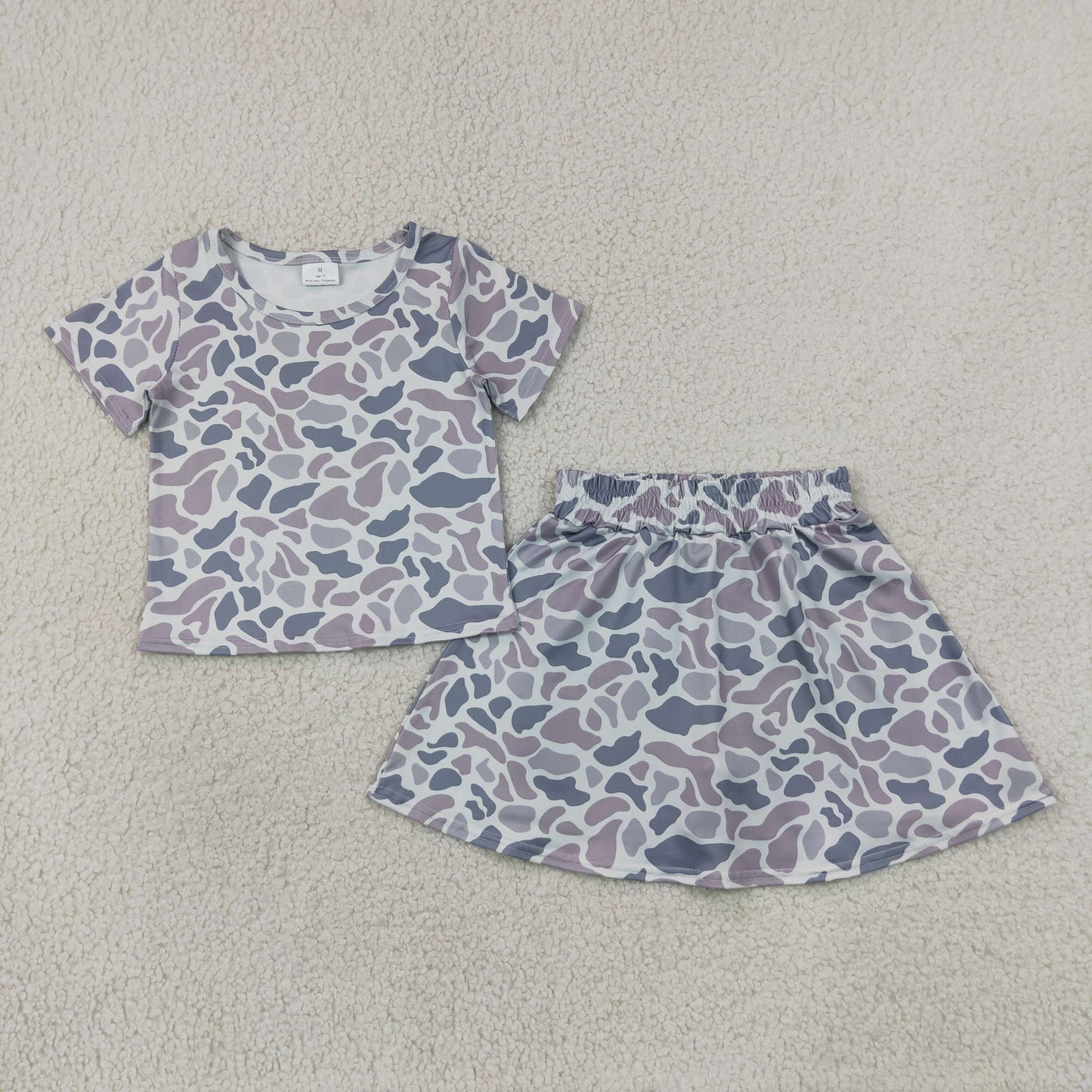 GSD2724  Lined Camo Skort Toddler Camo Print Short Sleeve Lined Skort Set RTS