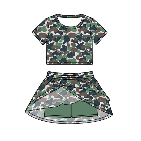 GSD2726 camo  girl summer skirt outfit 202506 preorder