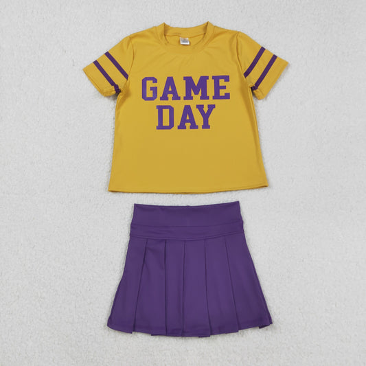 GSD2740  vinyl Yoga ORANGE westen Game day skirt girl dress  OUTFIT 202508 RTS