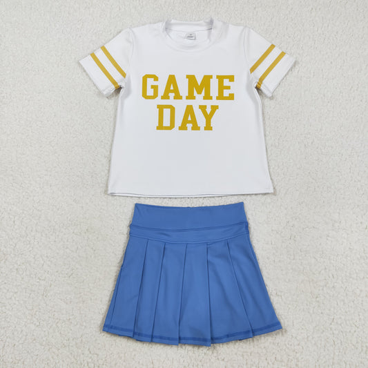 GSD2741 vinyl Yoga YELLOW westen Game day skirt girl dress  OUTFIT 202508 RTS