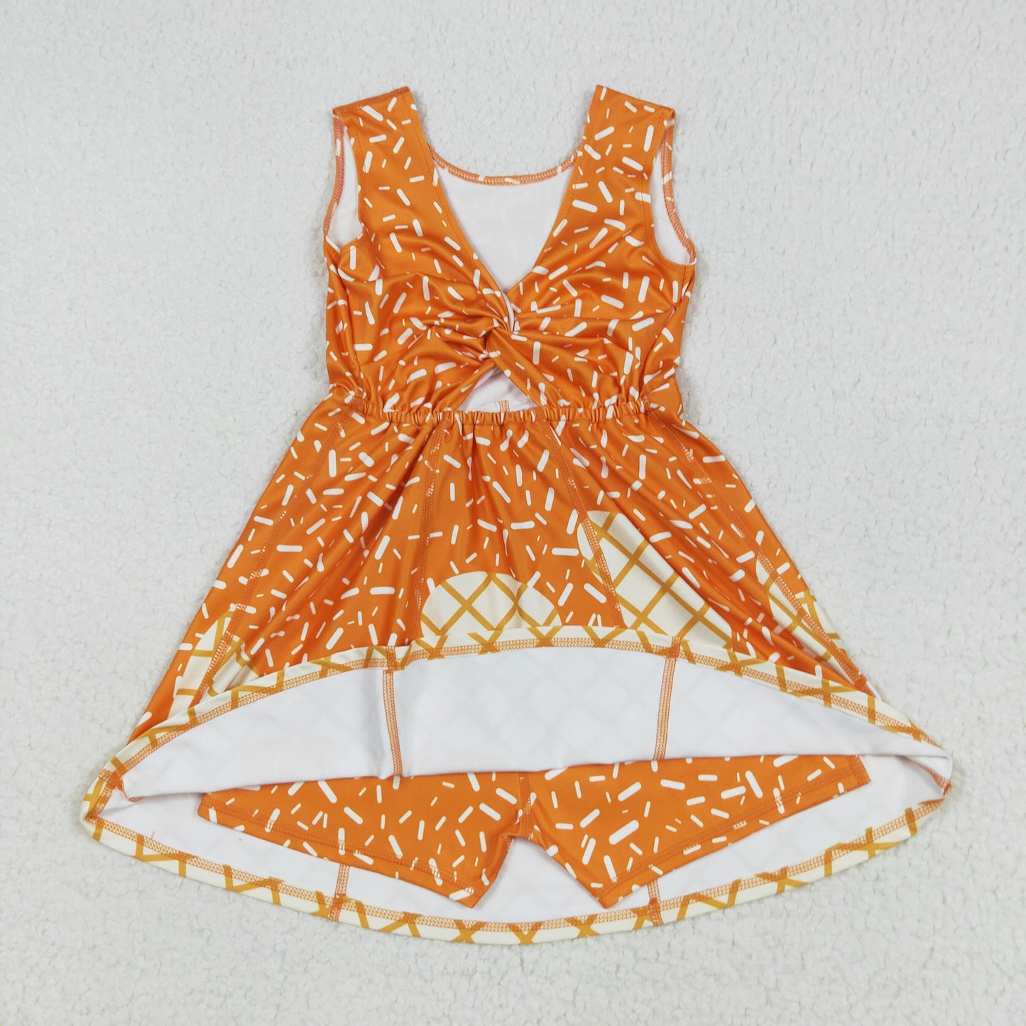 GSD2750 yoga  Orange ice cream shorts girl summer dress 202507 RTS