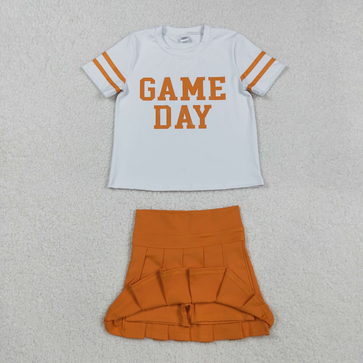GSD2761 orange vinyl Yoga westen Game day skirt girl dress  OUTFIT 202509 RTS
