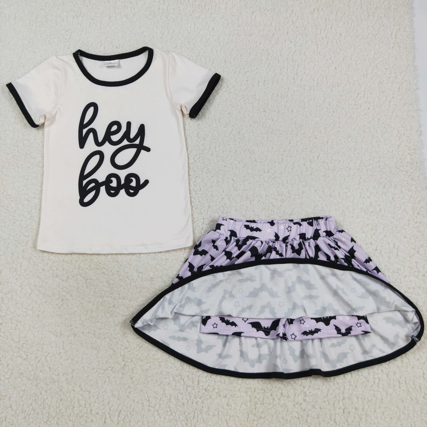 GSD2772  Hey boo Halloween  skort westen short sleeves skirt girl dress  OUTFIT 202508 RTS