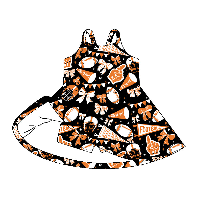 GSD2777 yoga cheer go team orange girl summer dress 202508 preorder