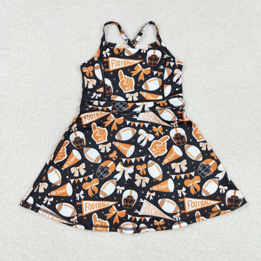 GSD2777 yoga cheer go team orange girl summer dress 202508 RTS
