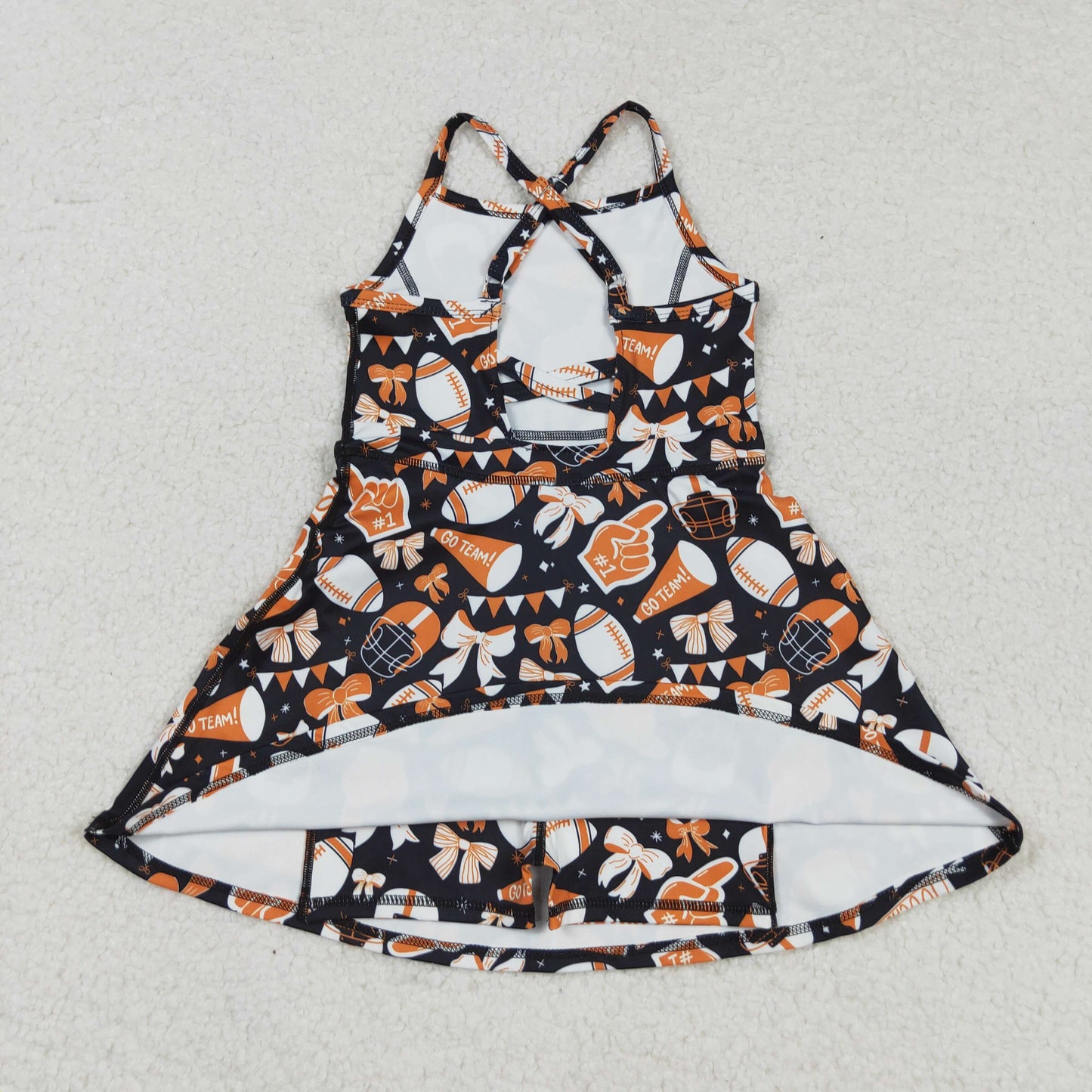 GSD2777 yoga cheer go team orange girl summer dress 202508 RTS