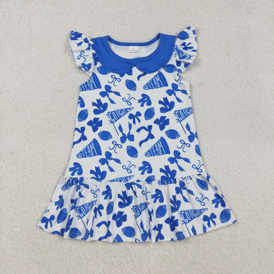 GSD2782 cheer go team blue girl summer dress 202509 RTS