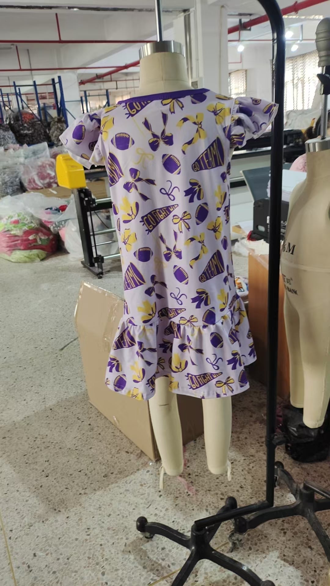 GSD2784 cheer go team purple girl summer dress 202507 preorder