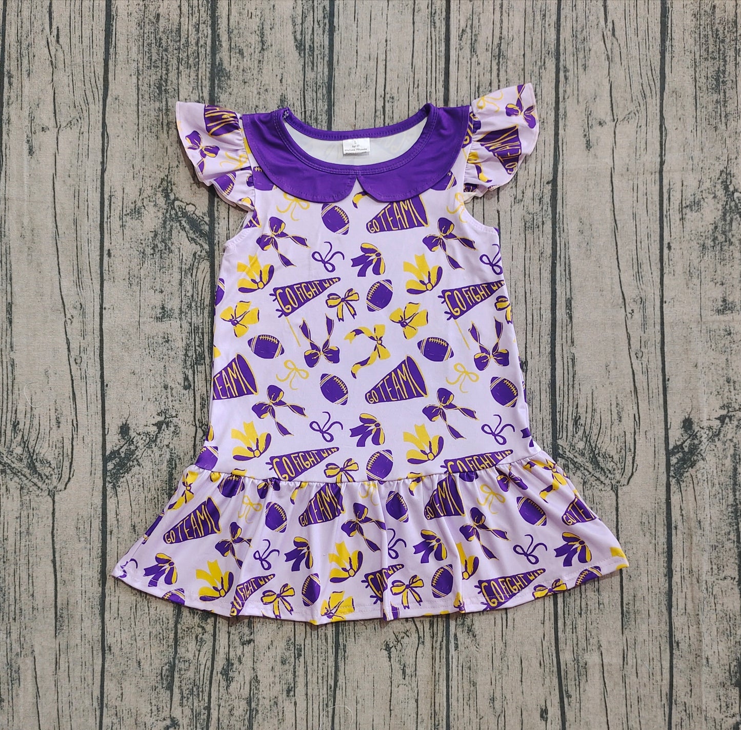 GSD2784 cheer go team purple girl summer dress 202507 preorder