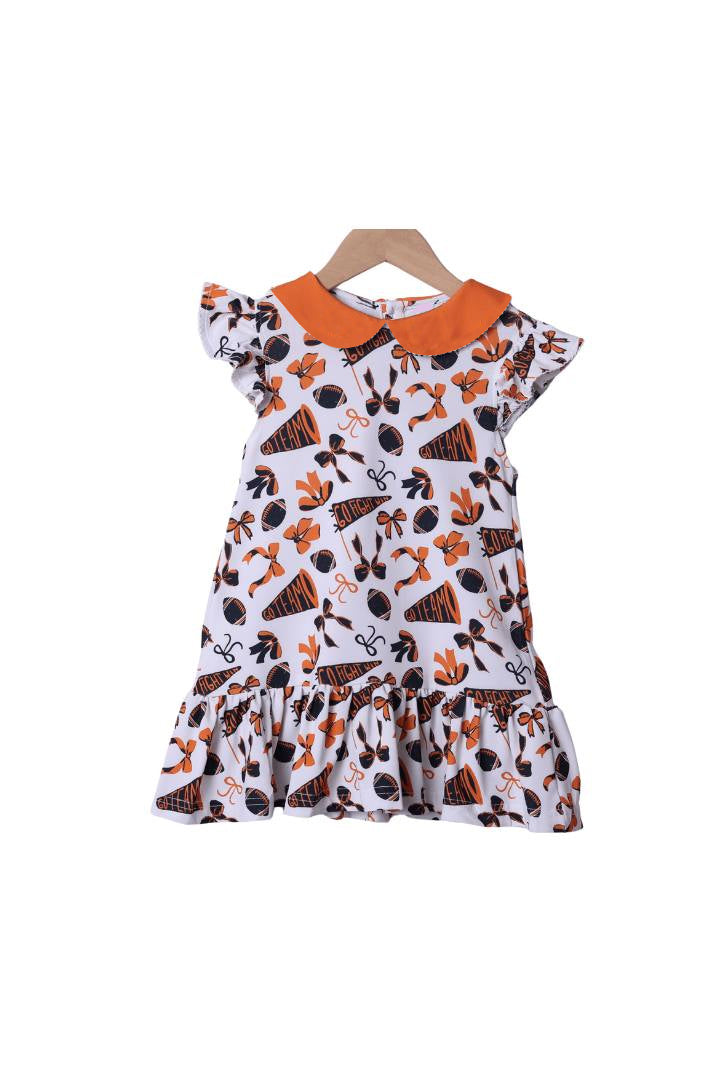 GSD2785 cheer go team orange girl summer dress 202507 preorder