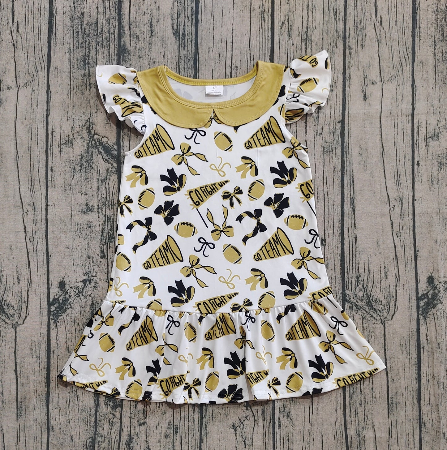 GSD2788 cheer go team Yellow girl summer dress 202508 preorder