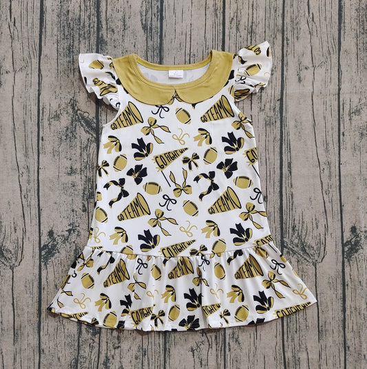 GSD2788 cheer go team Yellow girl summer dress 202508 preorder