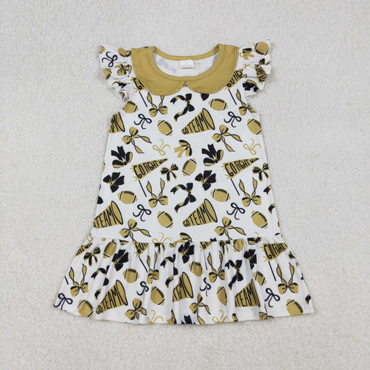 GSD2788 cheer go team Yellow girl summer dress 202509 RTS