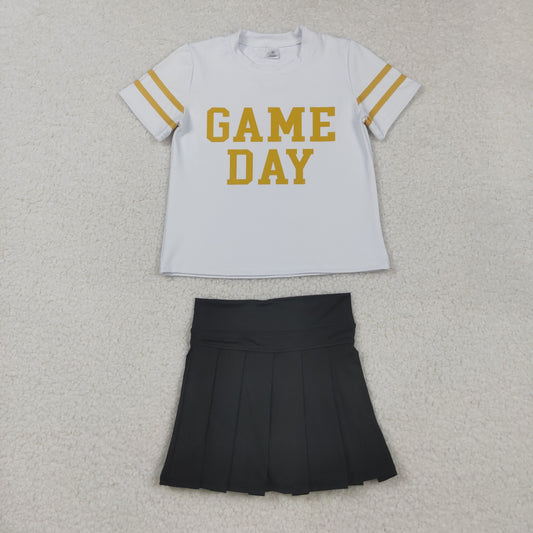 GSD2804  vinyl Yoga YELLOW westen Game day skirt girl dress  OUTFIT 202508 RTS