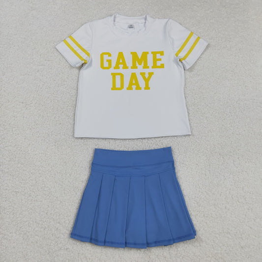 GSD2805 vinyl Yoga YELLOW westen Game day skirt girl dress  OUTFIT 202508 RTS