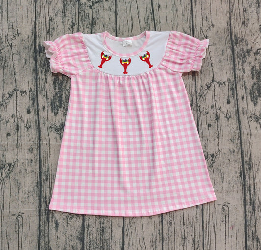 GSD2853 Embroidery Cray fish  girl summer dress 202509 preorder