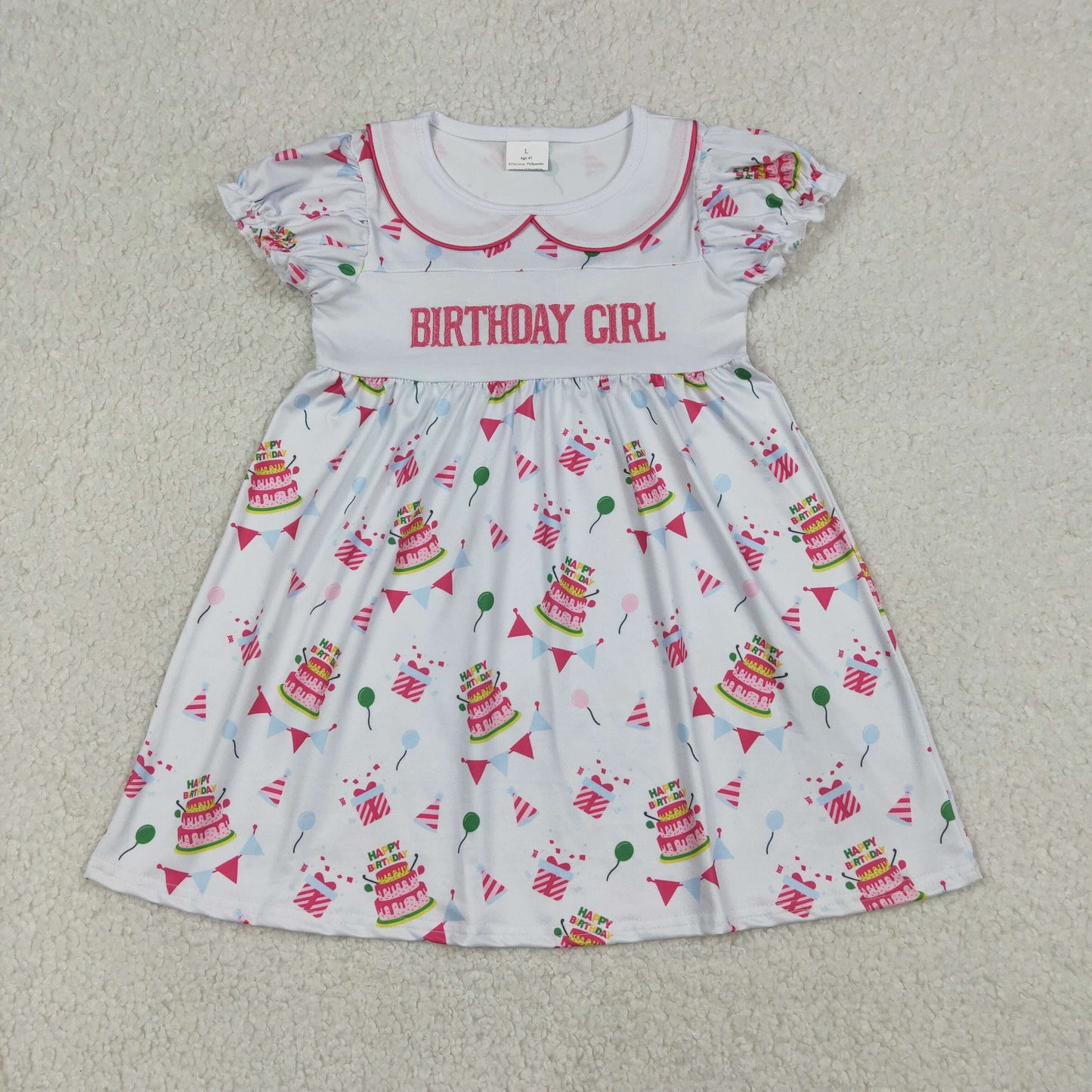 GSD2854 Brthday cake Embroidery girl summer dress 202601  RTS