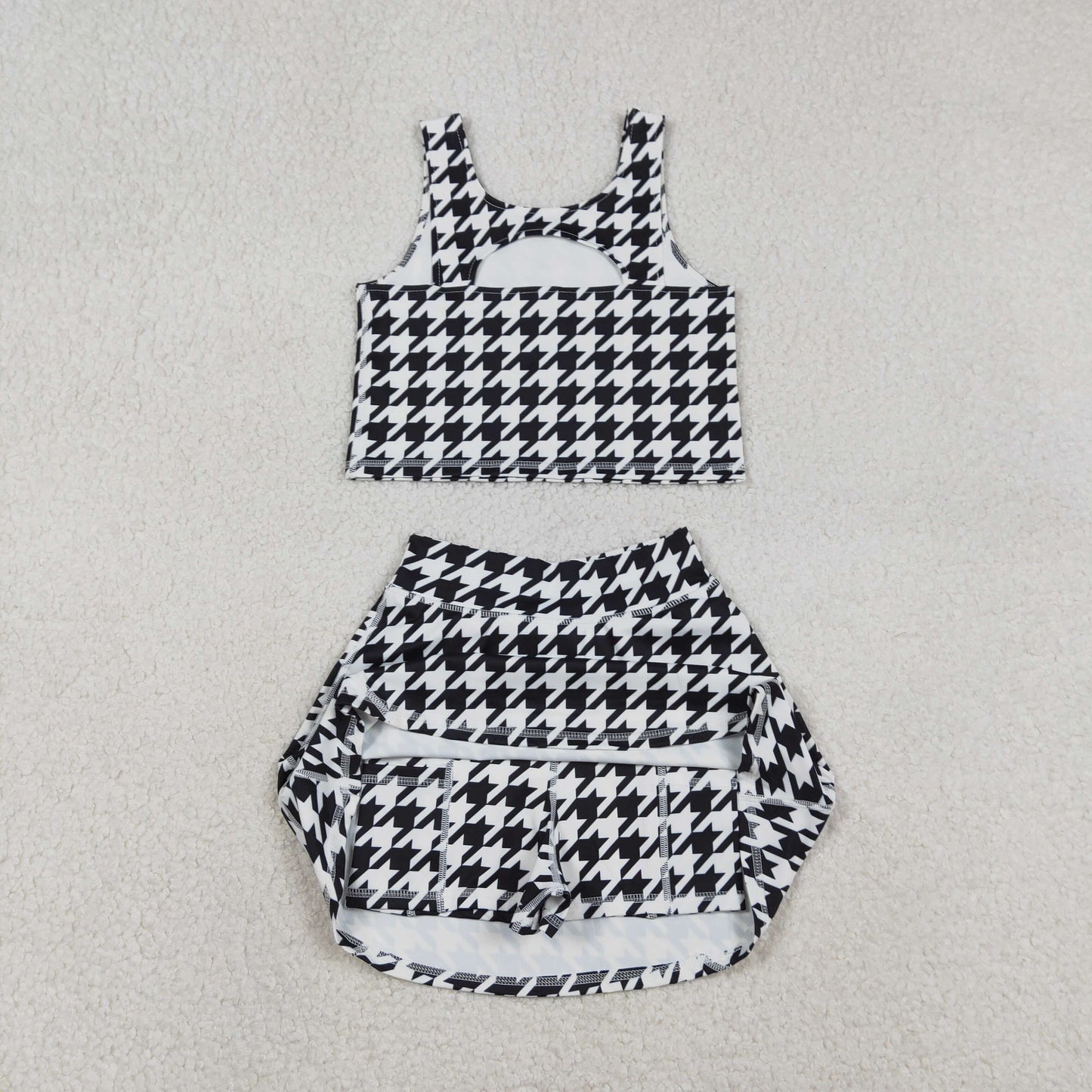 GSD2858 yoga checkerboard western shorts girl summer outfit 202512 RTS