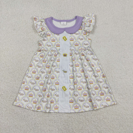 GSD2891 embroidery  crown Mardi Gras bow girl summer dress 202601 RTS