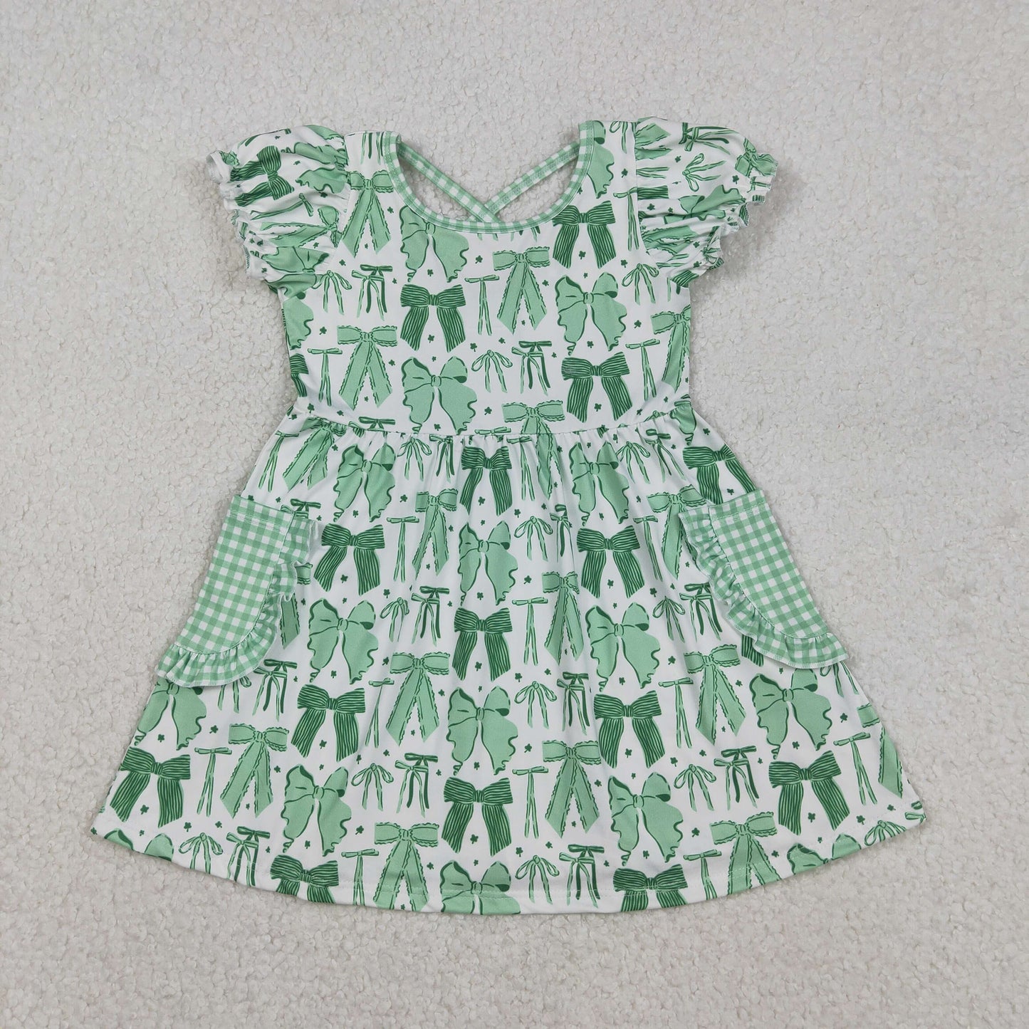GSD2903 bow green girl summer dress 202512 RTS