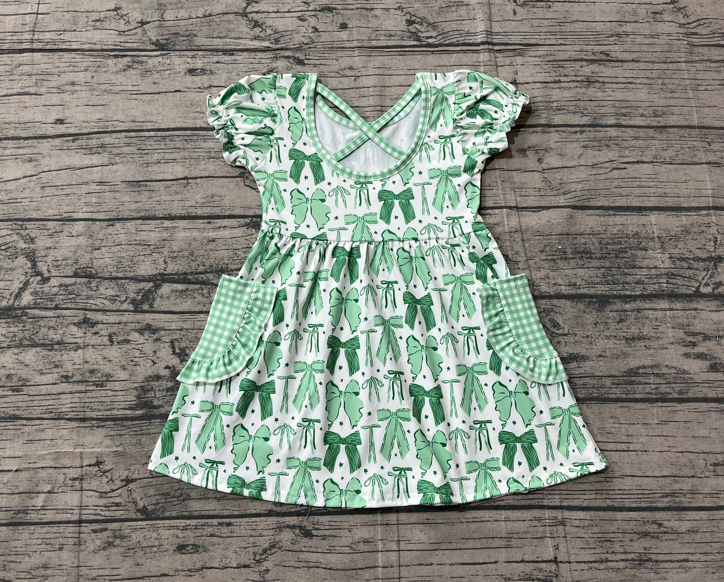 GSD2903 bow green girl summer dress 202511 preorder