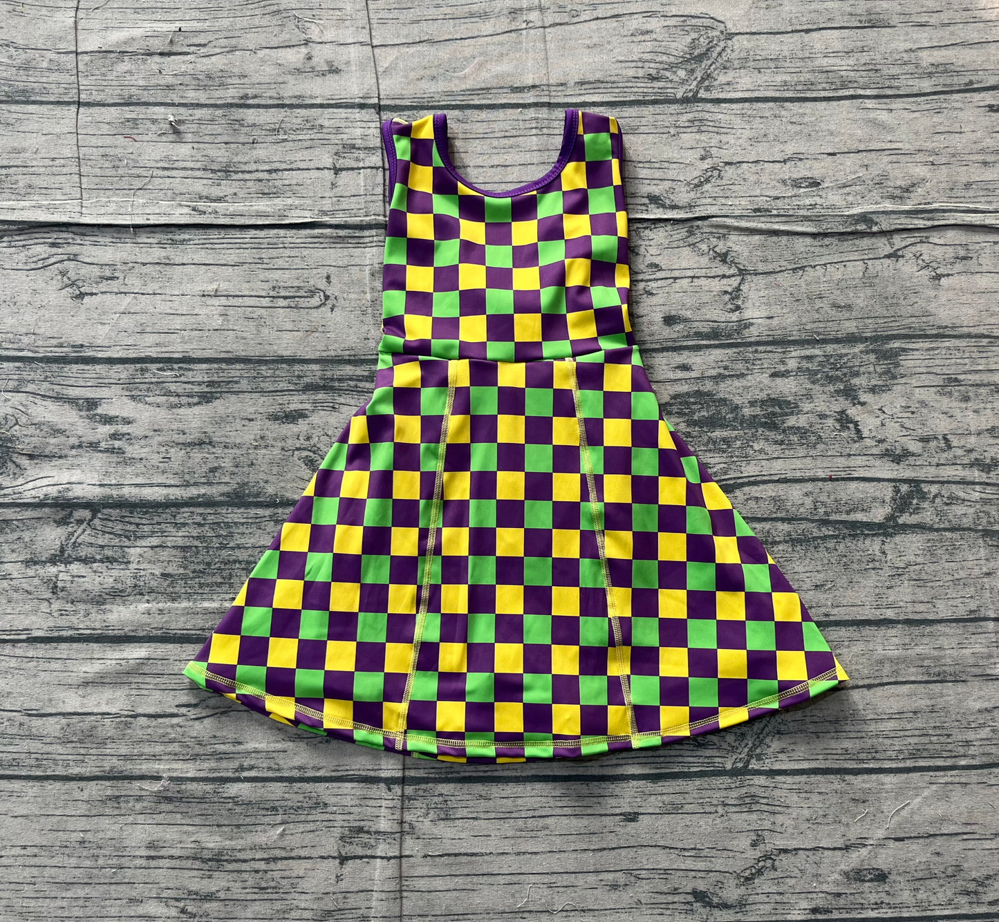 GSD2946 preorder checkerboard  YOGA Mardi Gras girl  dress 202511