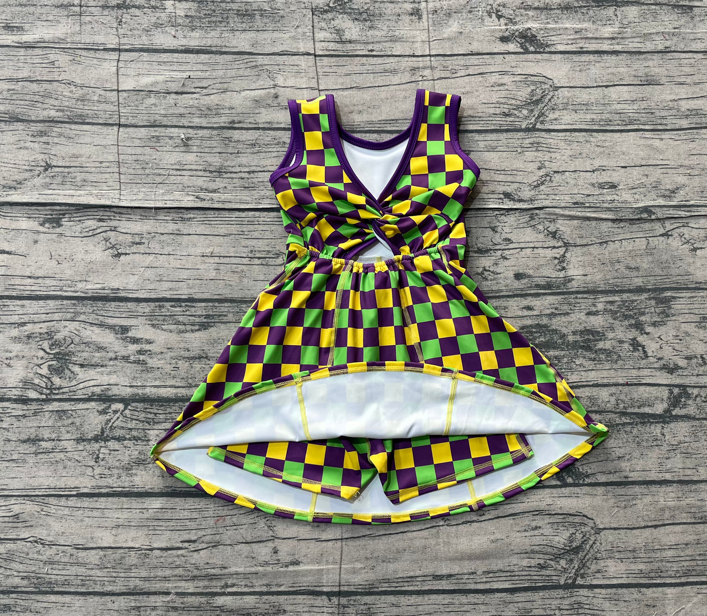 GSD2946 preorder checkerboard  YOGA Mardi Gras girl  dress 202511