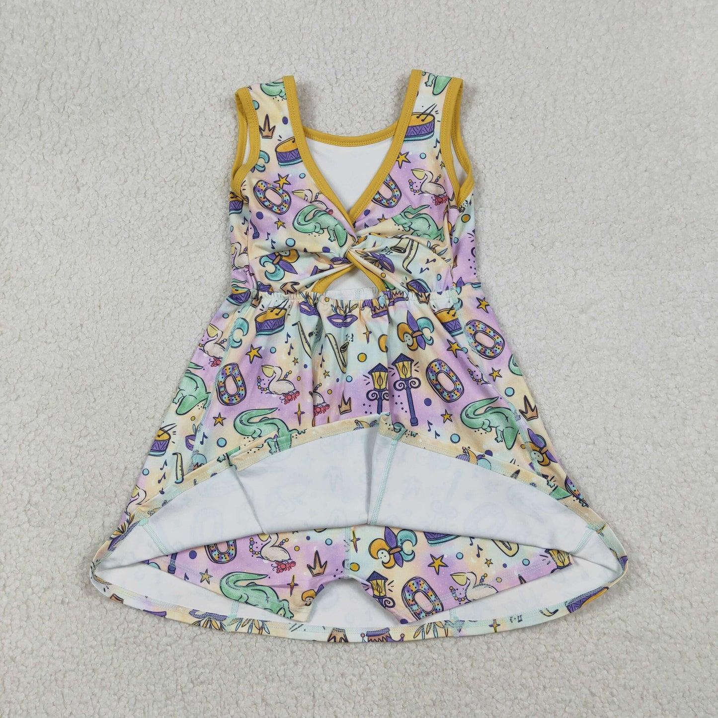GSD2949 Dinosaur  YOGA Mardi Gras girl  dress 202512 RTS