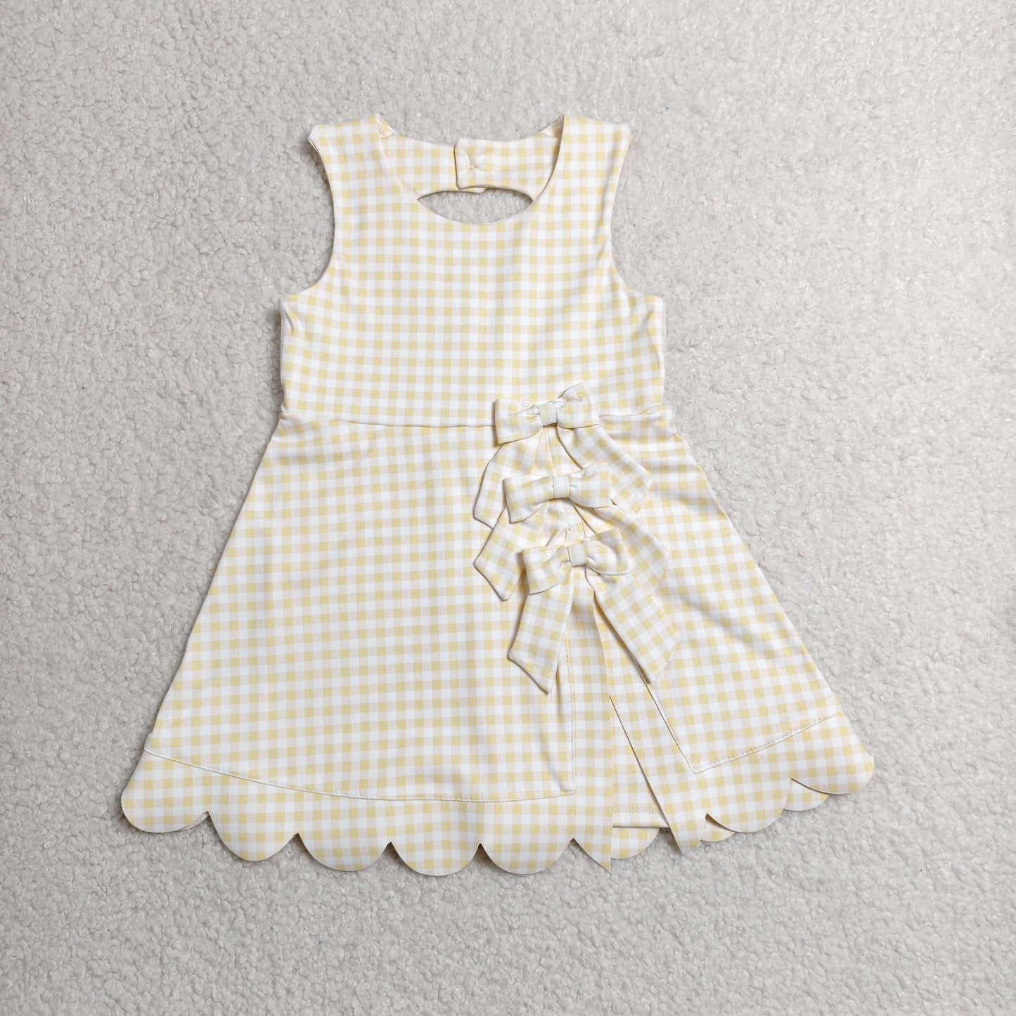 GSD3027 yellow checkboard bow yoga GIRL summer outfit 202607 RTS