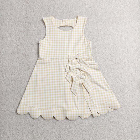 GSD3027 yellow checkboard bow yoga GIRL summer outfit 202607 RTS