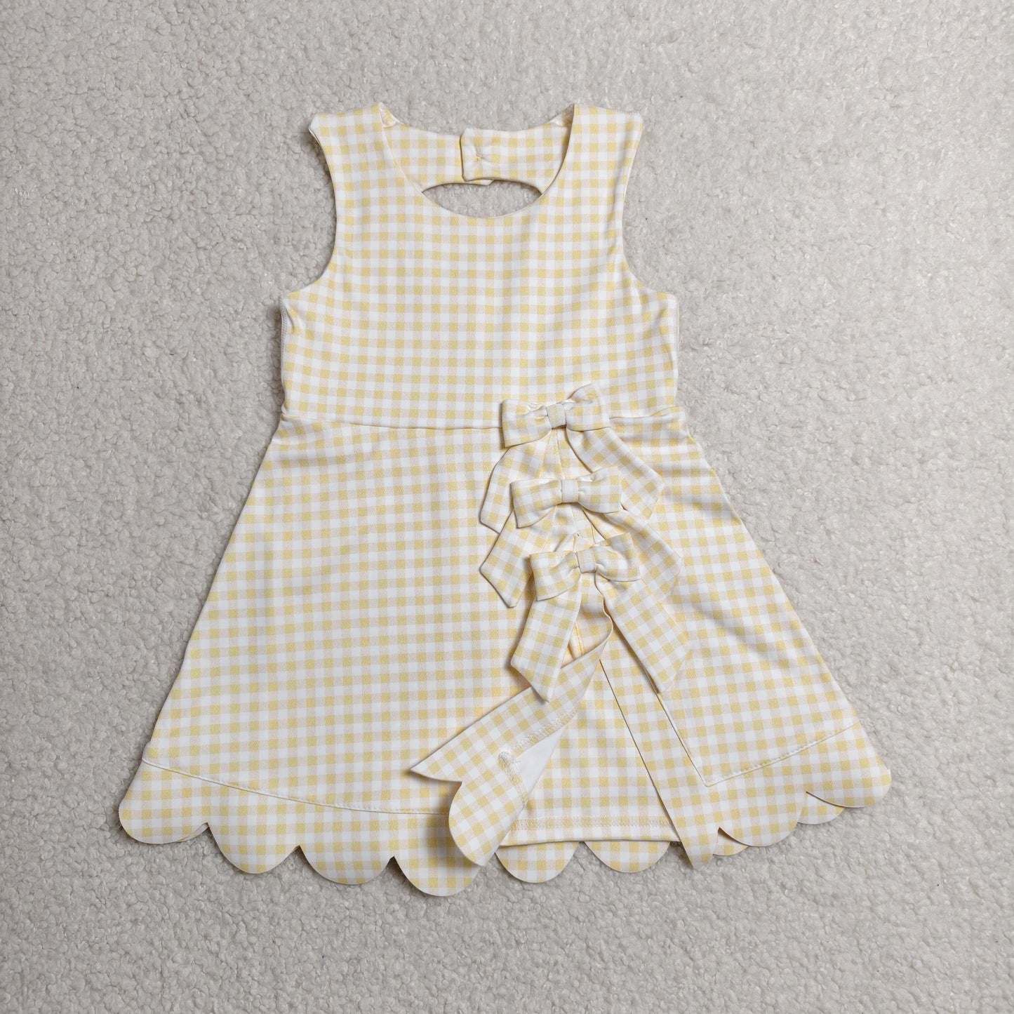 GSD3027 yellow checkboard bow yoga GIRL summer outfit 202607 RTS