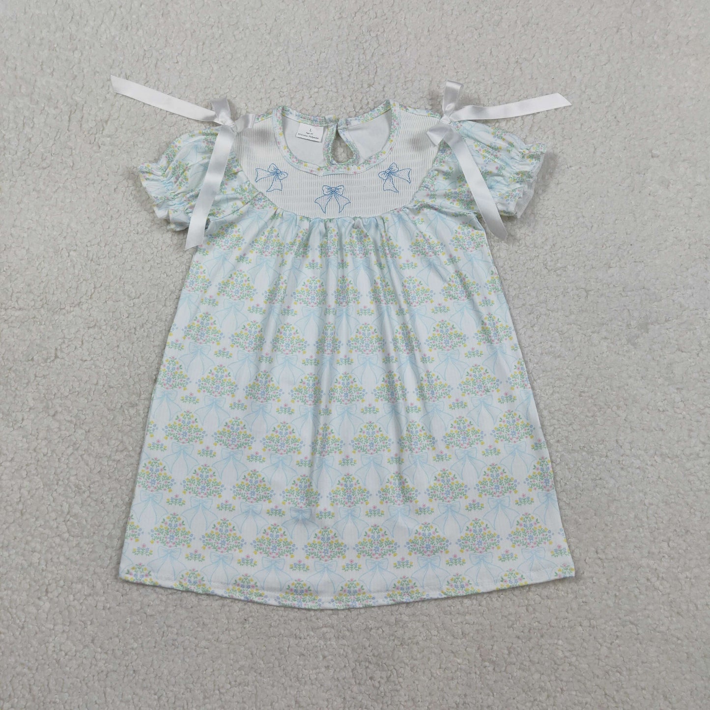 GSD3046-SMOCKED Flower bow girl  dress 202601 RTS