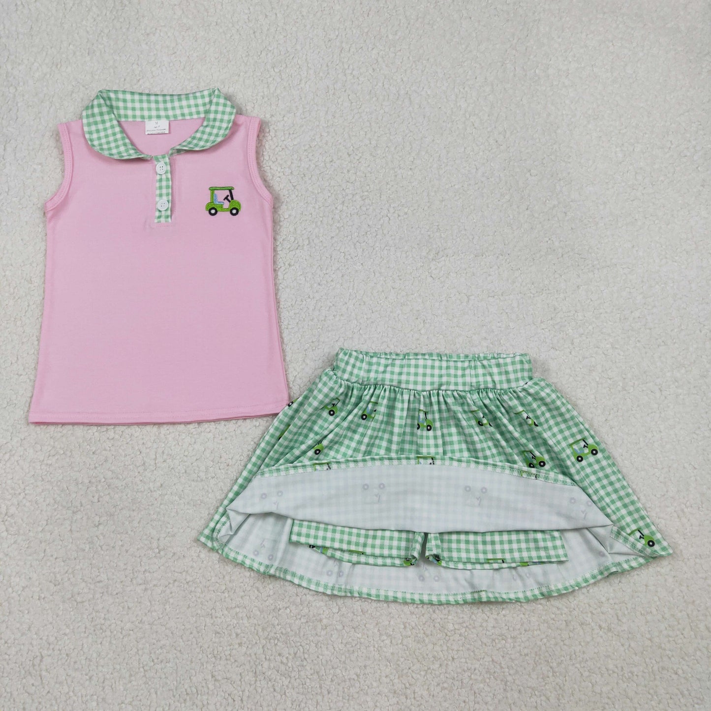 GSD3120 golf embroidery  girl summer dress 202601 RTS
