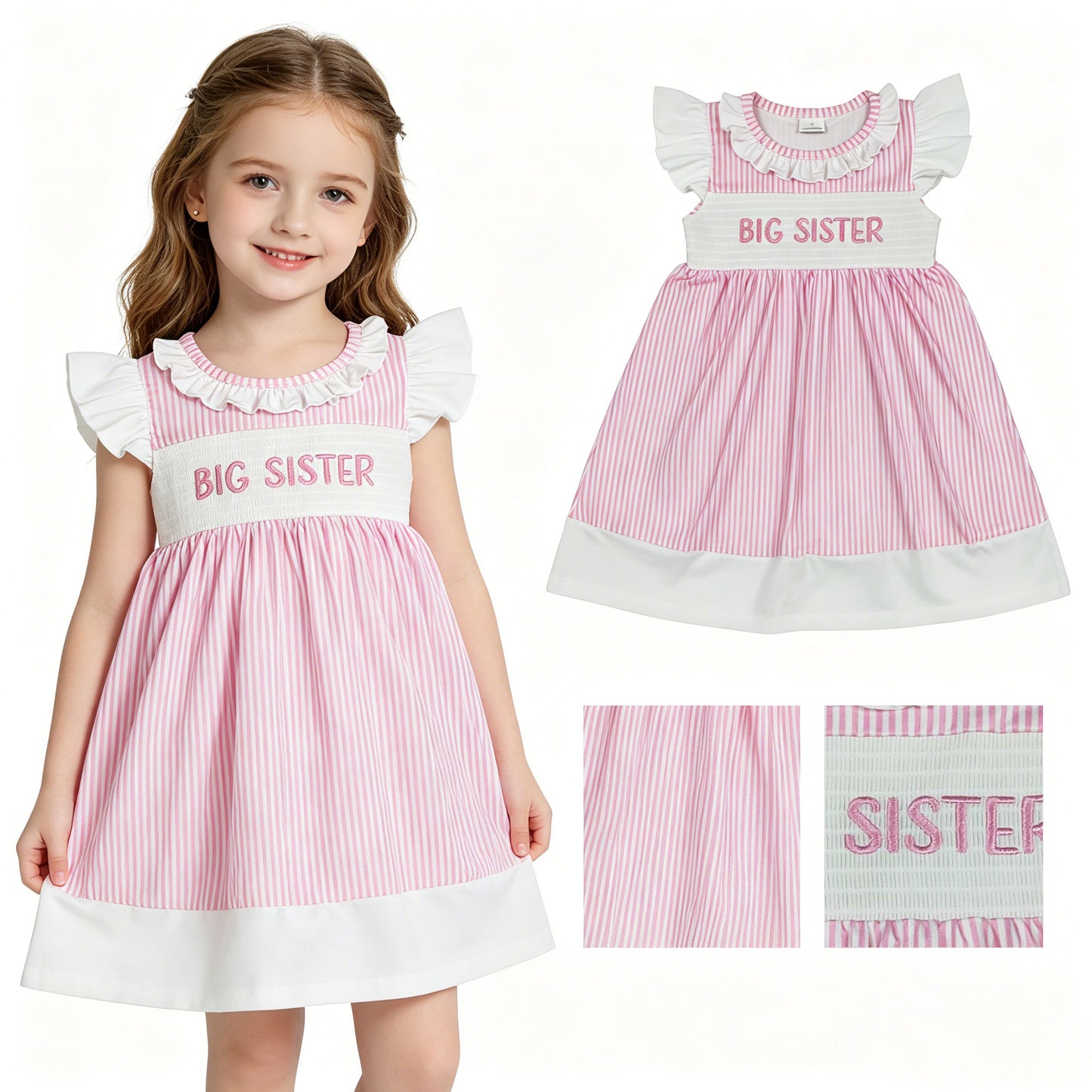 GSD3153-SMOCKED-到3XL big sister girl summer dress 202604 RTS