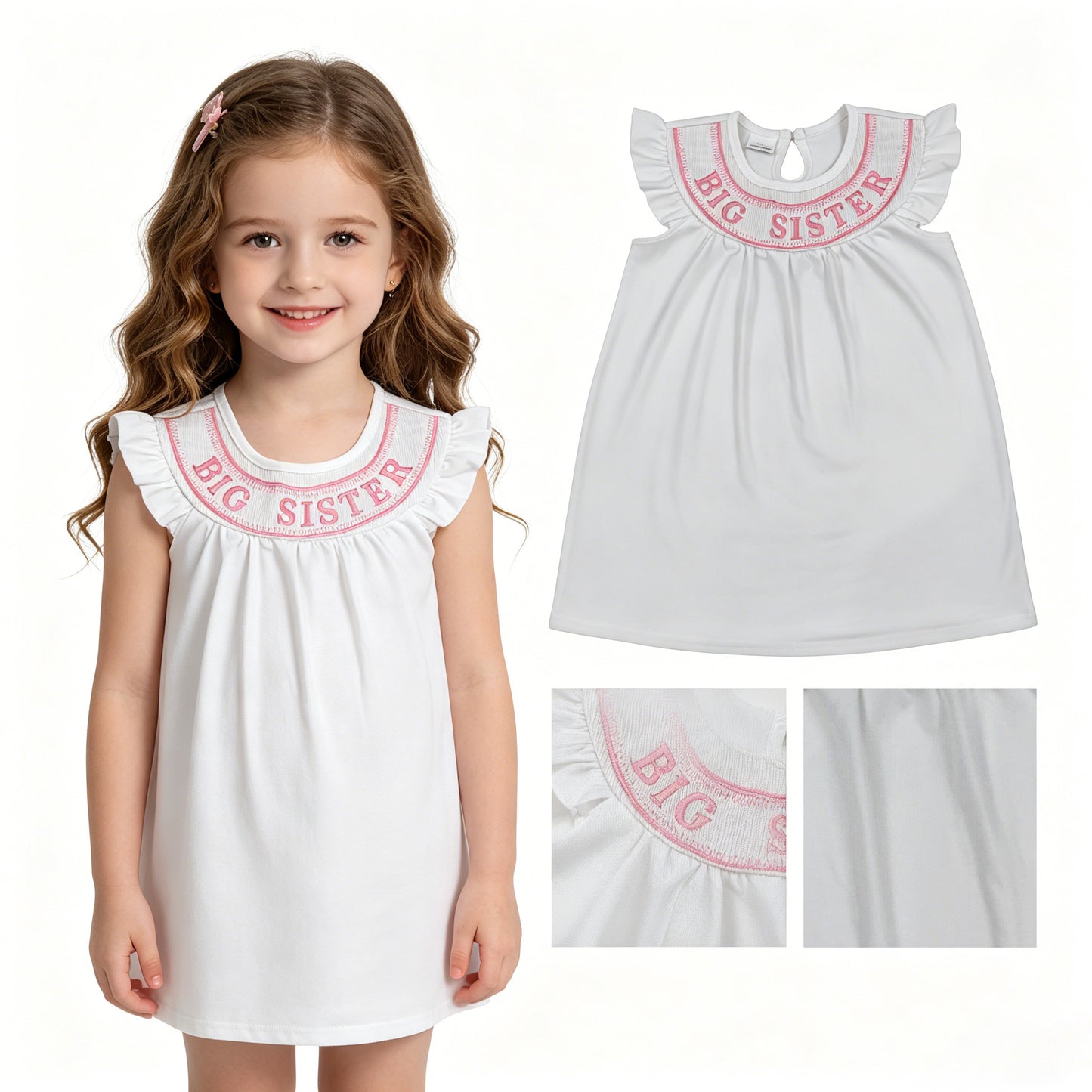 GSD3154-smocked-到3XL big sister girl summer dress 202604 RTS