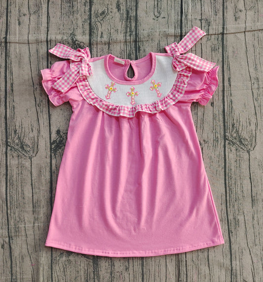 GSD3178-smocked  Cross Easter girl summer dress 202511 preorder