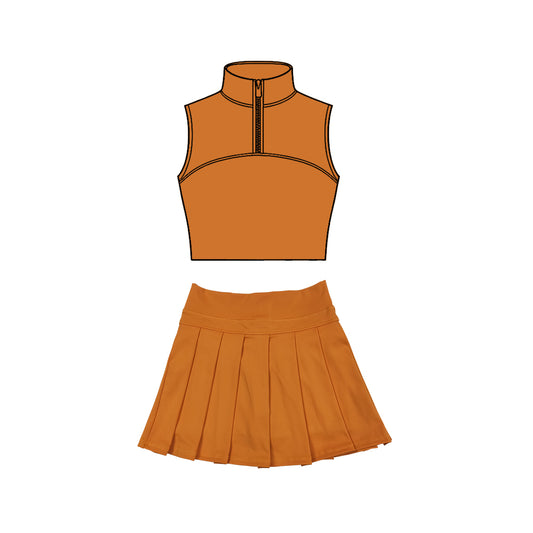 GSD3289 组合 Yoga orange girl summer skirt outfit 202510 preorder
