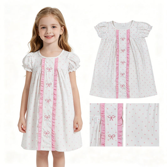 GSD3312 embroidery bow GIRL summer dress 202604 RTS