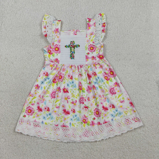 GSD3313-SMOCKED  Easter Cross GIRL summer dress 202603  RTS
